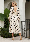 Satin A-Line V Neck Polka Dot Cocktail Dresses