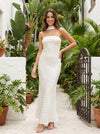 Satin Mermaid Strapless Polka Dot Formal Dresses