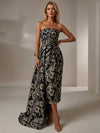 Elegant Empire Jacquard Tea Length Cocktail Dresses with Sash