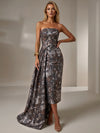 Jacquard Sheath Strapless Cocktail Dresses with Sash