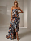Jacquard Sheath Strapless Cocktail Dresses with Sash