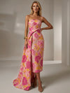 Jacquard Sheath Strapless Cocktail Dresses with Sash