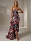 Jacquard Sheath Strapless Cocktail Dresses with Sash