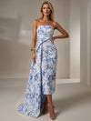 Jacquard Sheath Strapless Cocktail Dresses with Sash