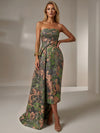 Jacquard Sheath Strapless Cocktail Dresses with Sash