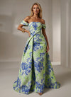 Jacquard A-Line Off the Shoulder Pleated Formal Dresses