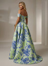 Jacquard A-Line Off the Shoulder Pleated Formal Dresses