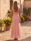 Chiffon A-Line U-Neck Formal Dresses with 3D Flowers