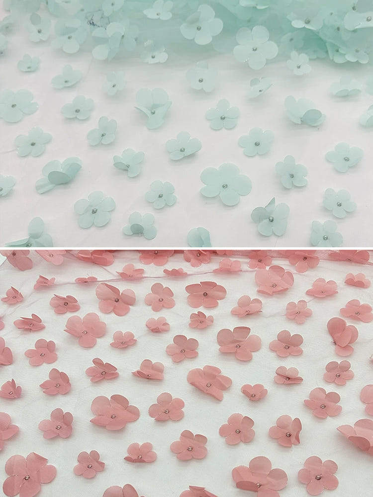 Chiffon A-Line U-Neck Formal Dresses with 3D Flowers