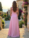 Jersey A-Line Crew Neck Formal Dresses with 3D Flowers