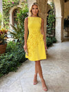 Jersey A-Line Crew Neck Formal Dresses with 3D Flowers