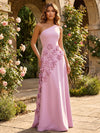Jersey A-Line One Shoulder Formal Dresses with 3D Flowers