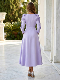Jersey A-Line Crew Neck Formal Dresses with Bow
