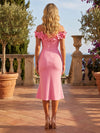 Jersey Mermaid Off the Shoulder Cocktail Dresses with 3D Flowers