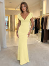 Jersey Mermaid V Neck Formal Dresses with Caps