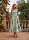 A-Line One Shoulder Jacquard Cocktail Dresses with Bow
