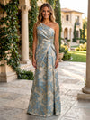 Jacquard Mermaid One Shoulder Pleated Formal Dresses