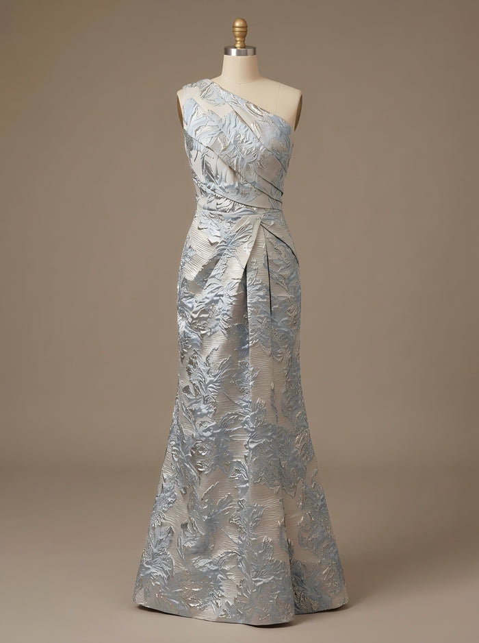 Jacquard Mermaid One Shoulder Pleated Formal Dresses