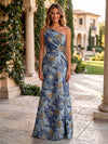 Jacquard Mermaid One Shoulder Pleated Formal Dresses