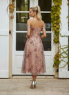 Tulle A-Line Off the Shoulder Cocktail Dresses with Floral Embroidery