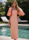 Satin Sheath Square Neck Simple Formal Dresses