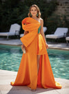 Satin A-Line Strapless Formal Dresses with Side Slit