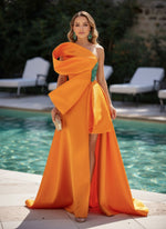 Satin A-Line Strapless Formal Dresses with Side Slit