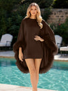 Satin A-Line Crew Neck Formal Tent/ Trapeze Dresses with Feathers