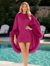 Satin A-Line Crew Neck Formal Tent/ Trapeze Dresses with Feathers