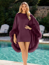 Satin A-Line Crew Neck Formal Tent/ Trapeze Dresses with Feathers