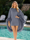Satin A-Line Crew Neck Formal Tent/ Trapeze Dresses with Feathers