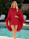 Satin A-Line Crew Neck Formal Tent/ Trapeze Dresses with Feathers