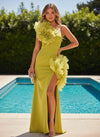 Satin Mermaid Spaghetti Straps Formal Dresses with 3D Flowers