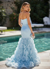 Tulle Mermaid Strapless Formal Dresses with 3D Flowers
