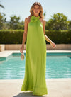 Chiffon Sheath Halter Formal Dresses with 3D Flowers