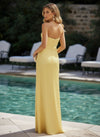 Satin Sheath Strapless Simple Formal Dresses