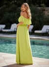 Chiffon A-Line Off the Shoulder Formal Dresses with Ruffles