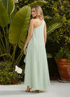 Chiffon High Low One Shoulder Formal Dresses with 3D Flowers