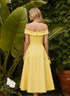 Satin A-Line Off the Shoulder Formal Dresses with 3D Flowers