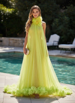 Chiffon A-Line Halter Formal Dresses with 3D Flowers