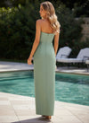 Satin Sheath Strapless Simple Formal Dresses