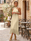 Satin Sheath Halter Cocktail Dresses with Tassels