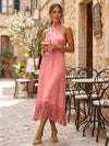 Satin Sheath Halter Cocktail Dresses with Tassels