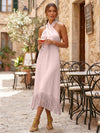 Satin Sheath Halter Cocktail Dresses with Tassels