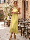 Satin Sheath Halter Cocktail Dresses with Tassels