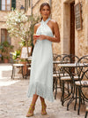 Satin Sheath Halter Cocktail Dresses with Tassels