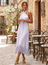 Satin Sheath Halter Cocktail Dresses with Tassels