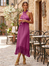 Satin Sheath Halter Cocktail Dresses with Tassels