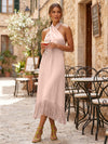 Satin Sheath Halter Cocktail Dresses with Tassels