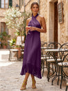 Satin Sheath Halter Cocktail Dresses with Tassels